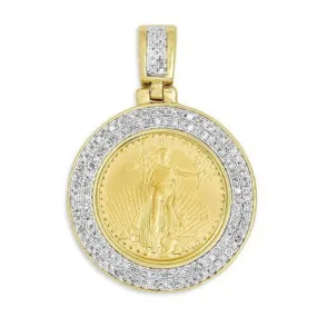 10KY 0.50CTW DIAMOND BEZEL WITH 1/10 OZ GOLD COIN