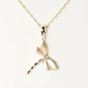 14K Yellow Gold Dragonfly with 0.02ct Diamonds Pendant (Chain Sold Separately)