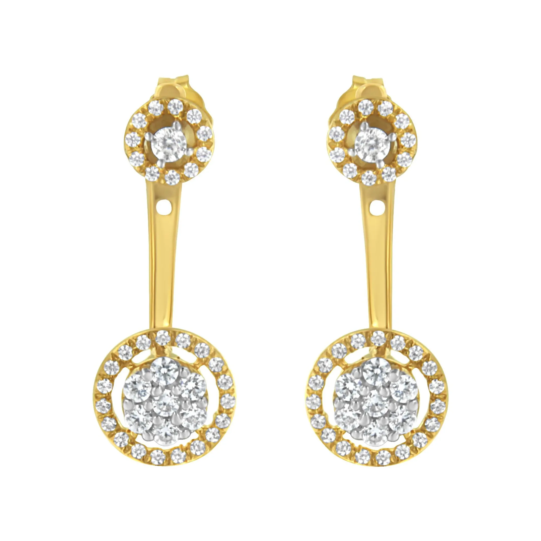 14K Yellow Gold Plated .925 Sterling Silver 5/8 Cttw Diamond Removable Stud and Dangle Earrings (I-J Color, I2-I3)