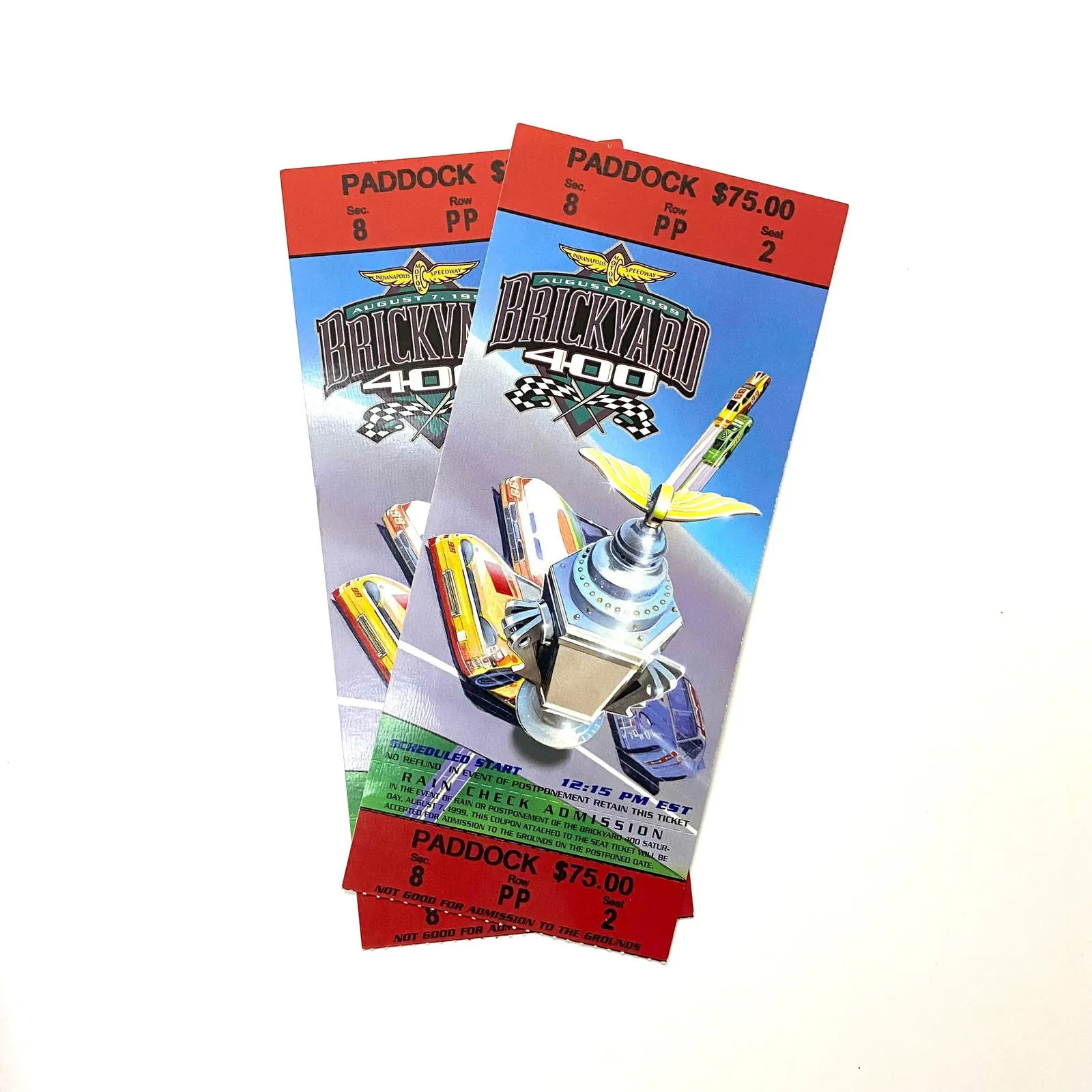 1999 Brickyard 400 Indianapolis Motor Speedway Ticket Stubs, Pair of