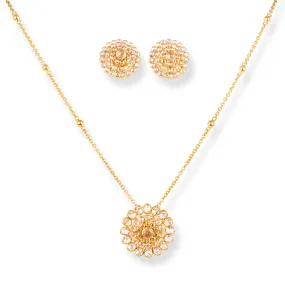 22ct Gold Antiquated Look Necklace Suite with Cubic Zirconia Stones- 8513