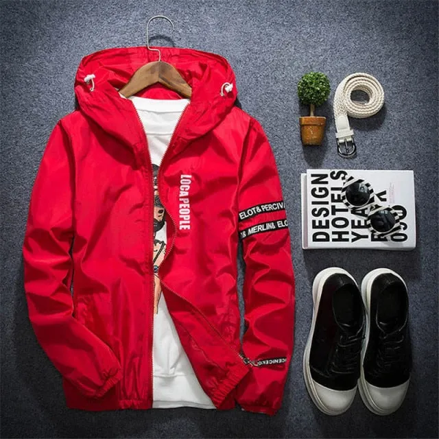 All Weather Casual Jacket Men Patchwork Slim Fit Hooded Coat Sportswear Zipper Thin Windbreaker Jackets