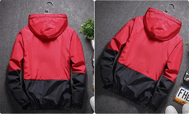 All Weather Casual Jacket Men Patchwork Slim Fit Hooded Coat Sportswear Zipper Thin Windbreaker Jackets