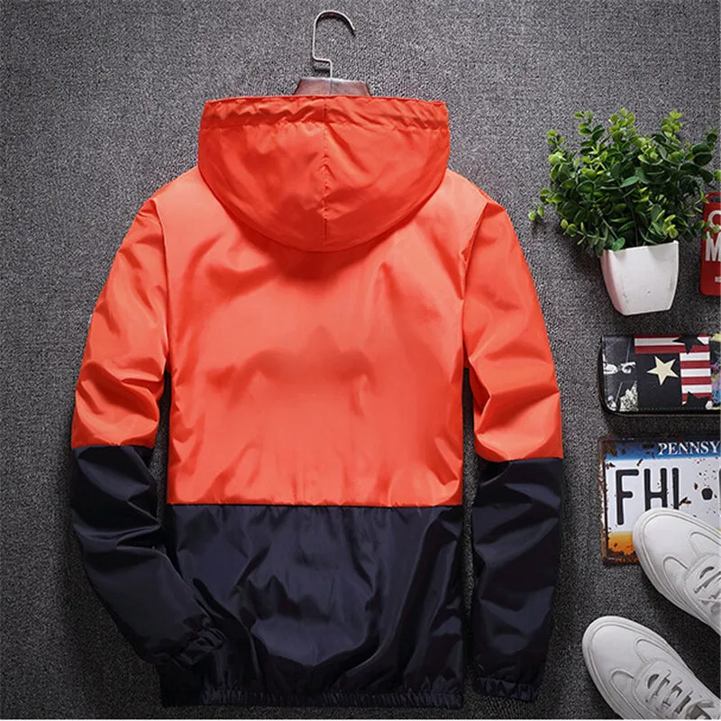 All Weather Casual Jacket Men Patchwork Slim Fit Hooded Coat Sportswear Zipper Thin Windbreaker Jackets