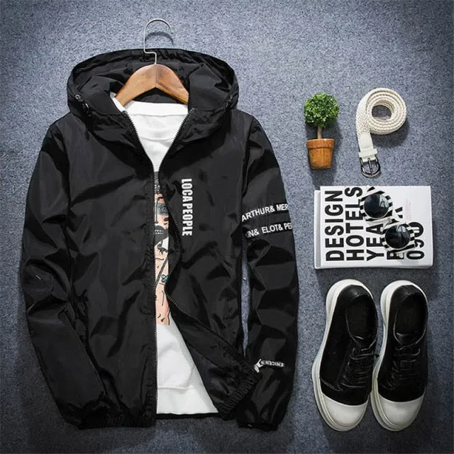 All Weather Casual Jacket Men Patchwork Slim Fit Hooded Coat Sportswear Zipper Thin Windbreaker Jackets