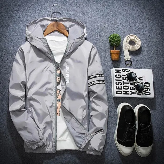 All Weather Casual Jacket Men Patchwork Slim Fit Hooded Coat Sportswear Zipper Thin Windbreaker Jackets