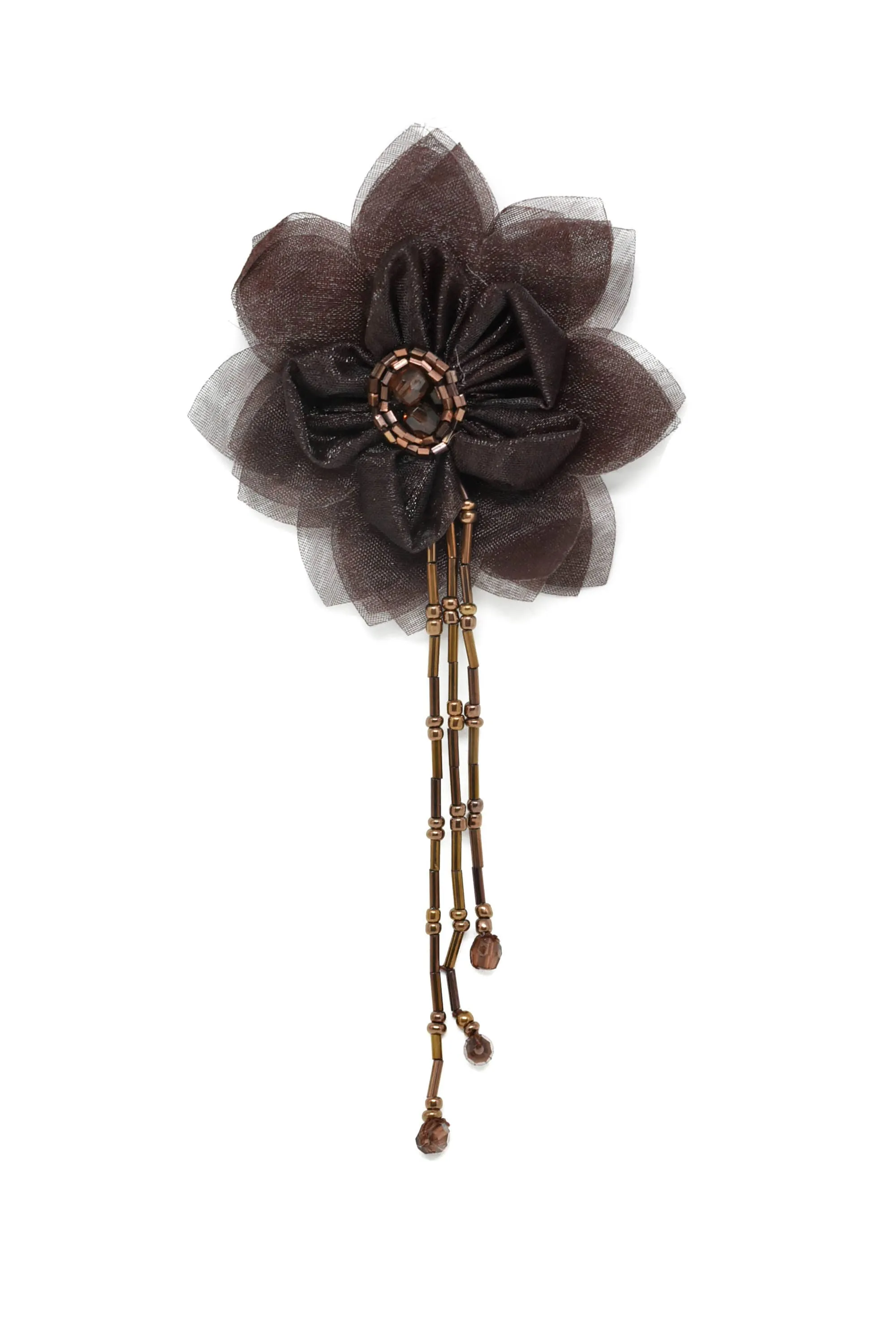 Assorted Organza Flower Piece with Beaded Fringe