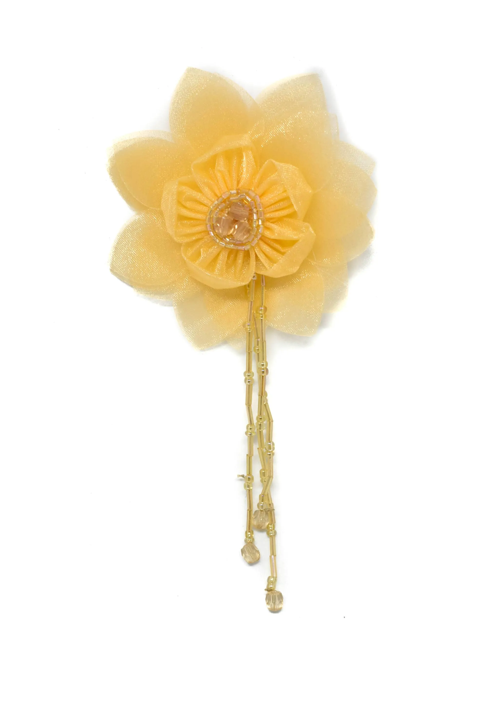 Assorted Organza Flower Piece with Beaded Fringe