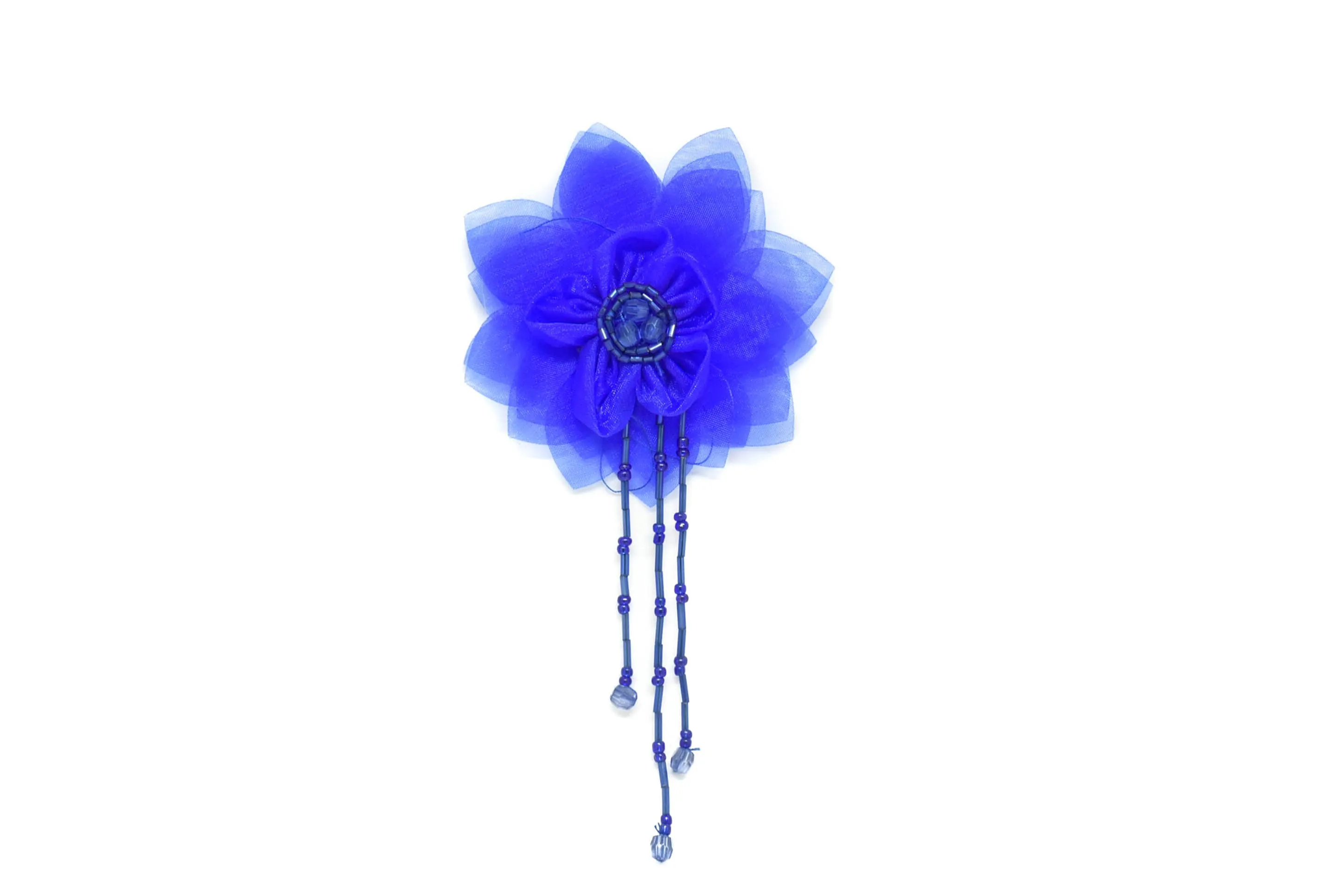 Assorted Organza Flower Piece with Beaded Fringe