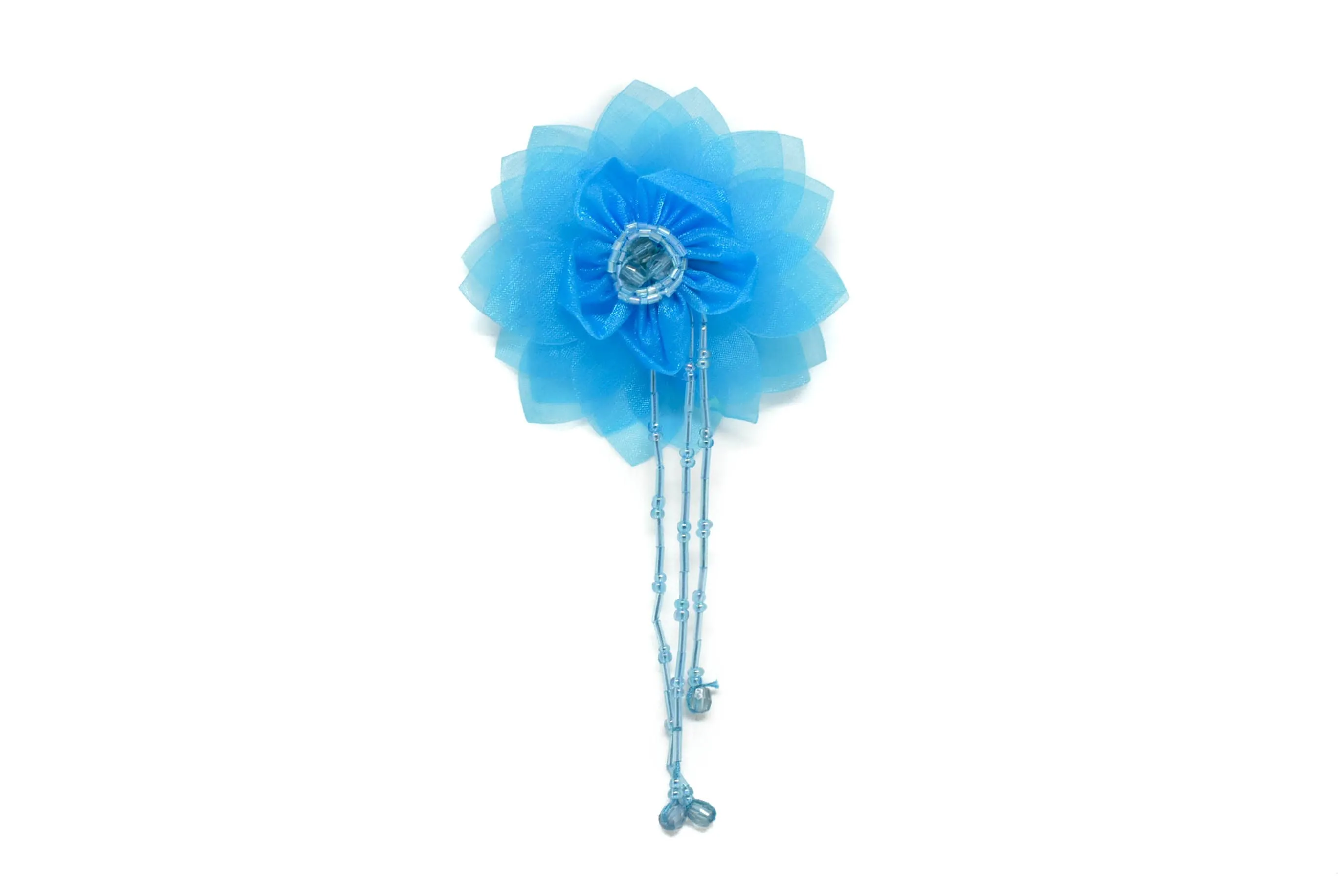 Assorted Organza Flower Piece with Beaded Fringe