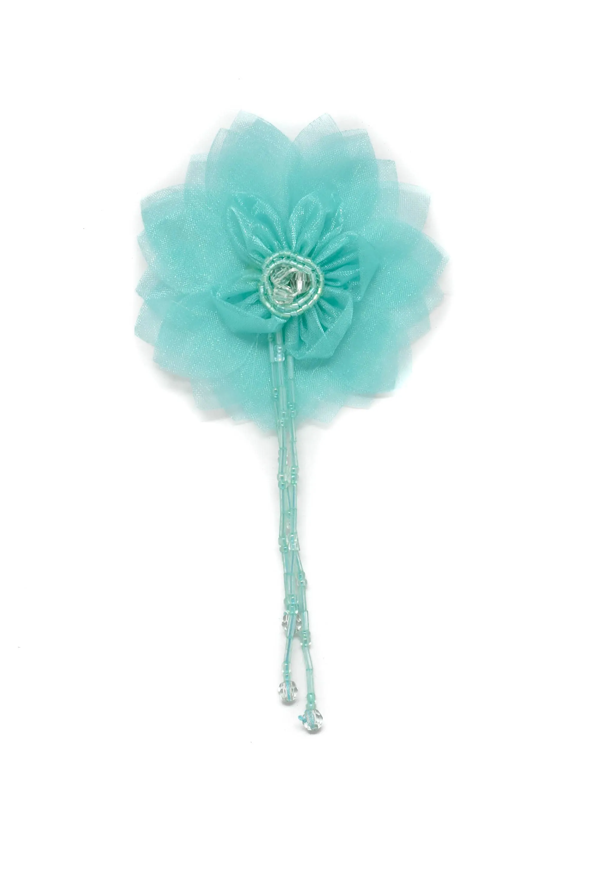 Assorted Organza Flower Piece with Beaded Fringe