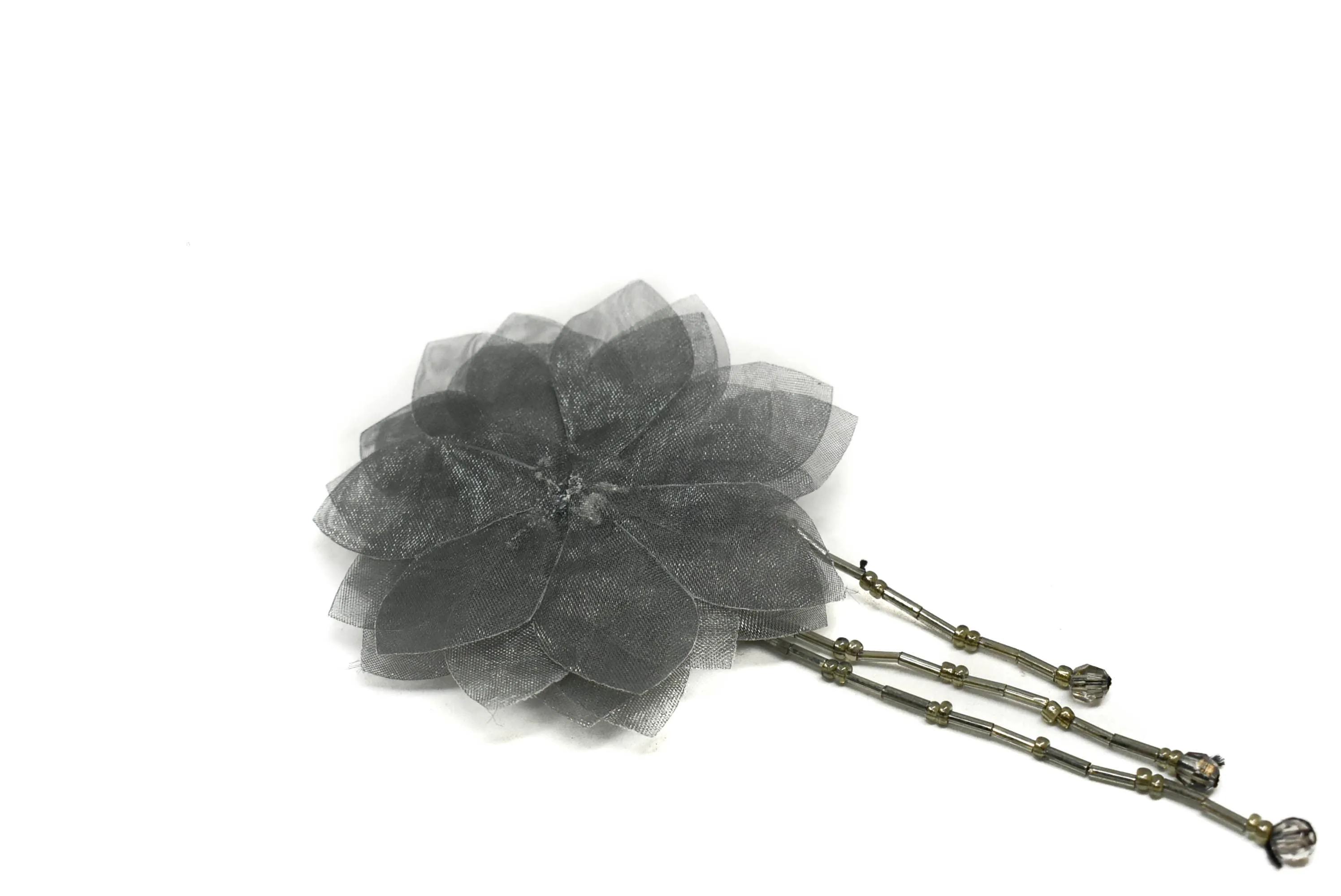 Assorted Organza Flower Piece with Beaded Fringe