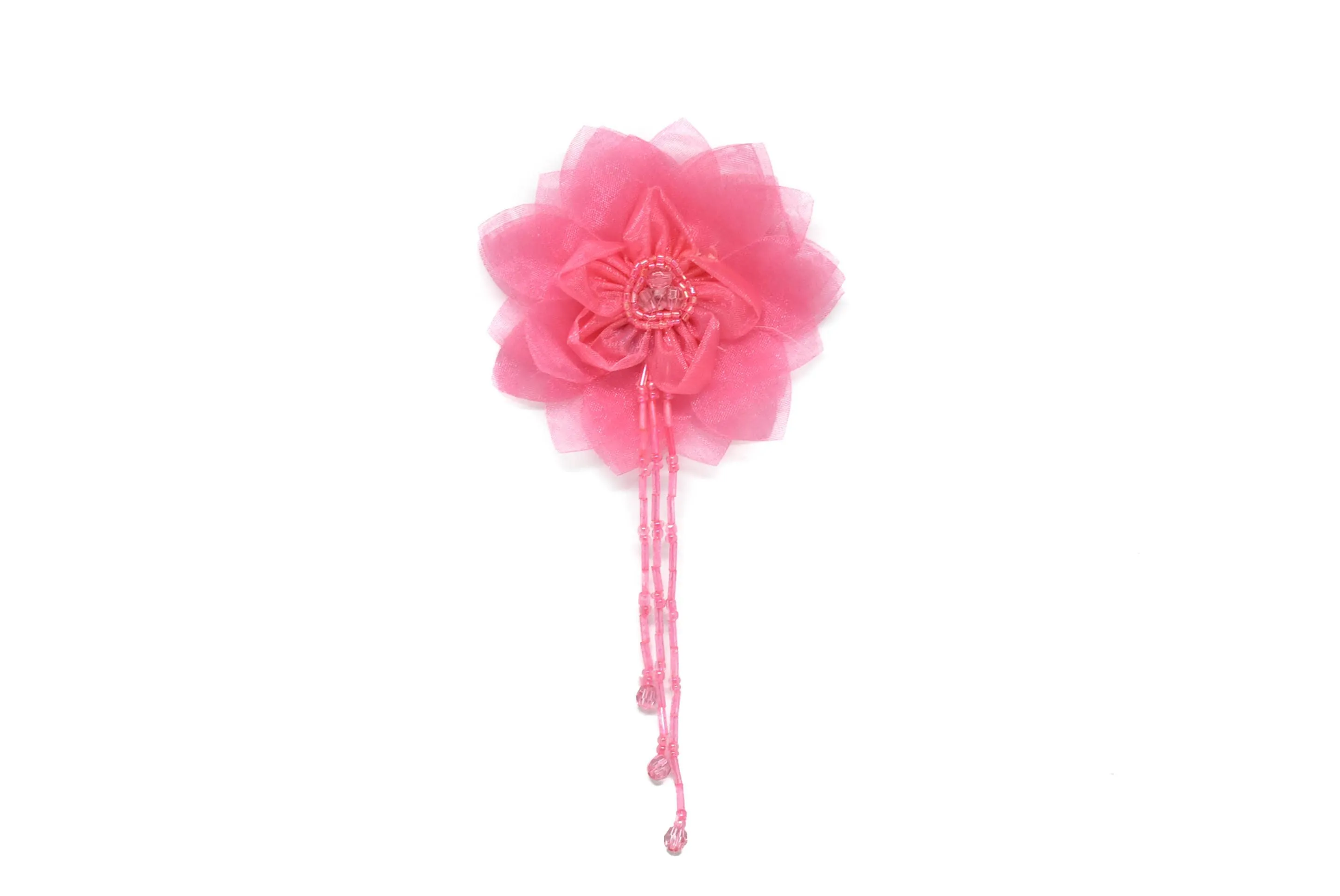 Assorted Organza Flower Piece with Beaded Fringe