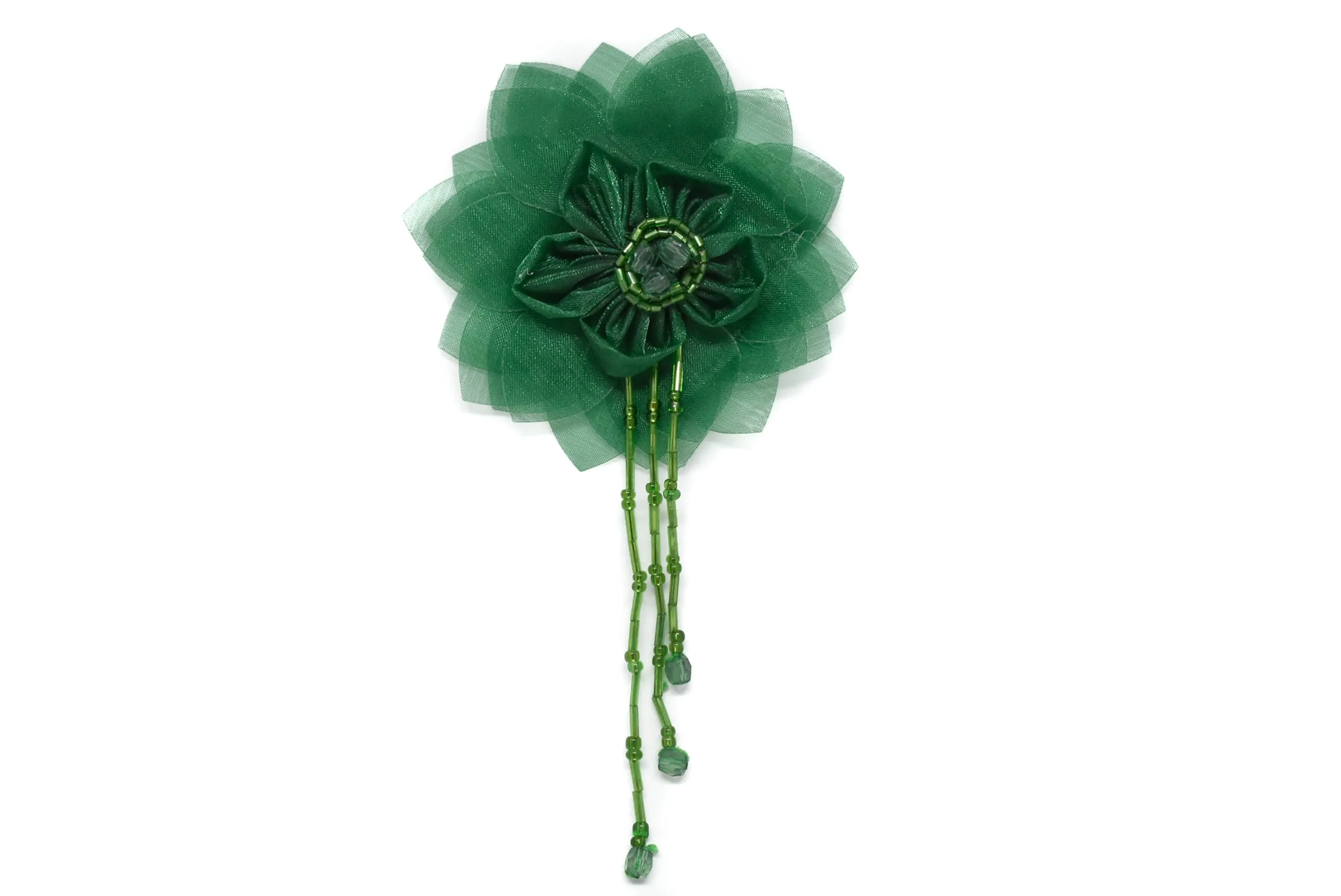 Assorted Organza Flower Piece with Beaded Fringe