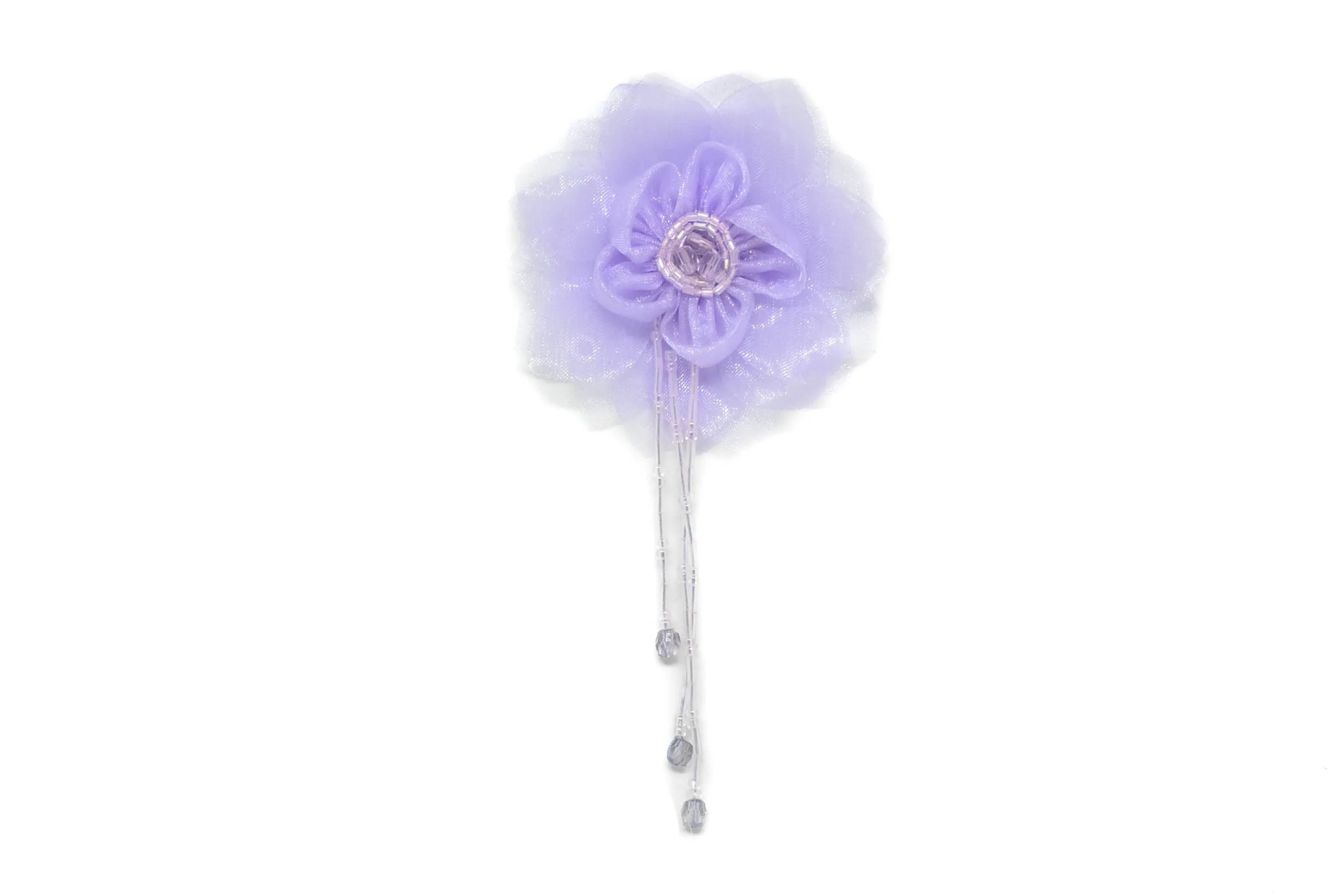 Assorted Organza Flower Piece with Beaded Fringe