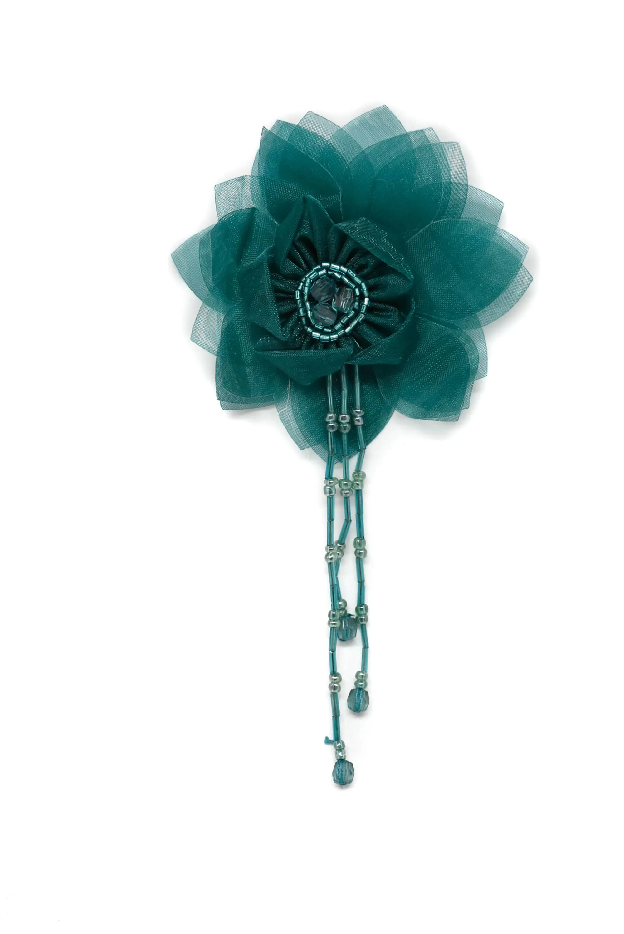 Assorted Organza Flower Piece with Beaded Fringe