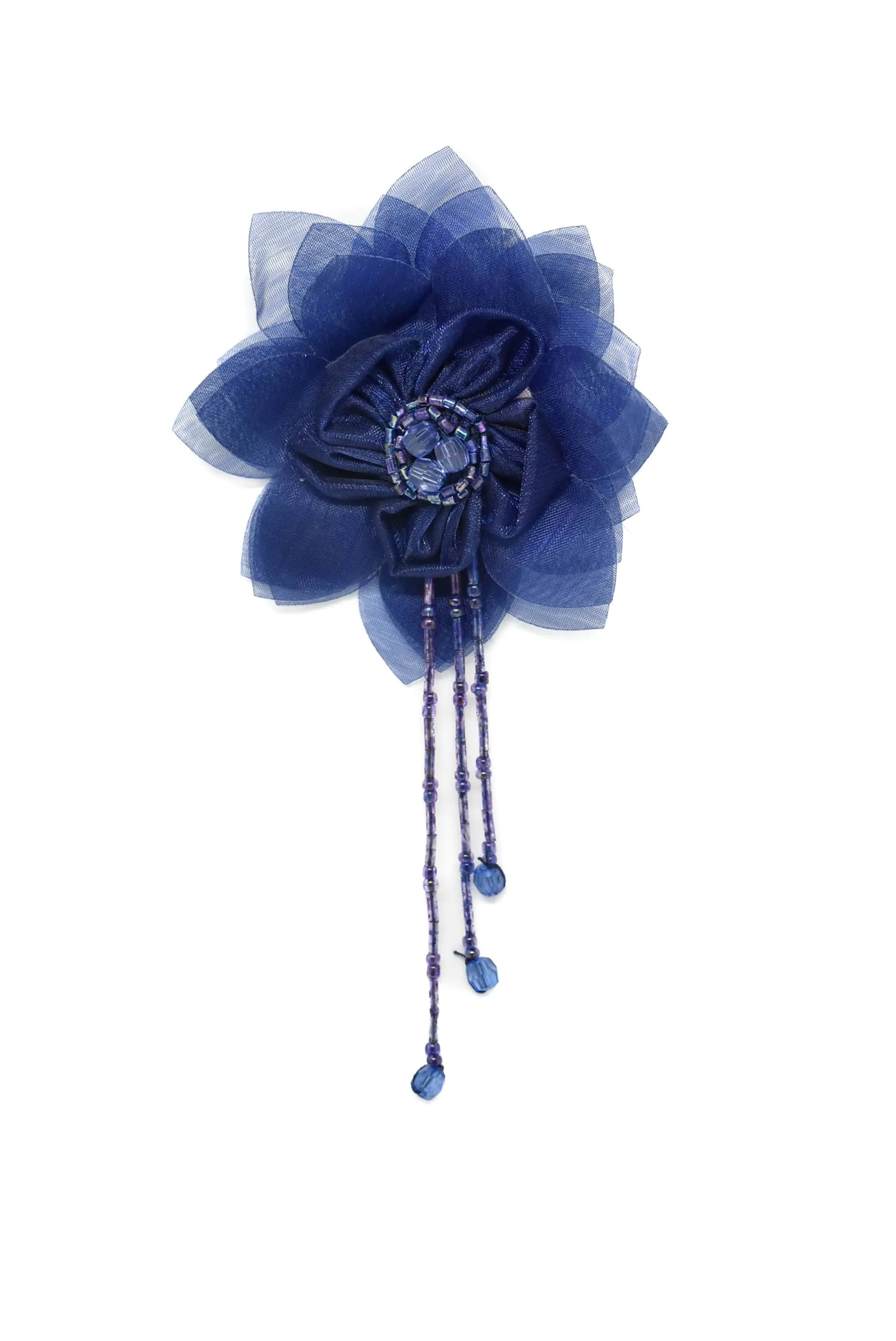 Assorted Organza Flower Piece with Beaded Fringe