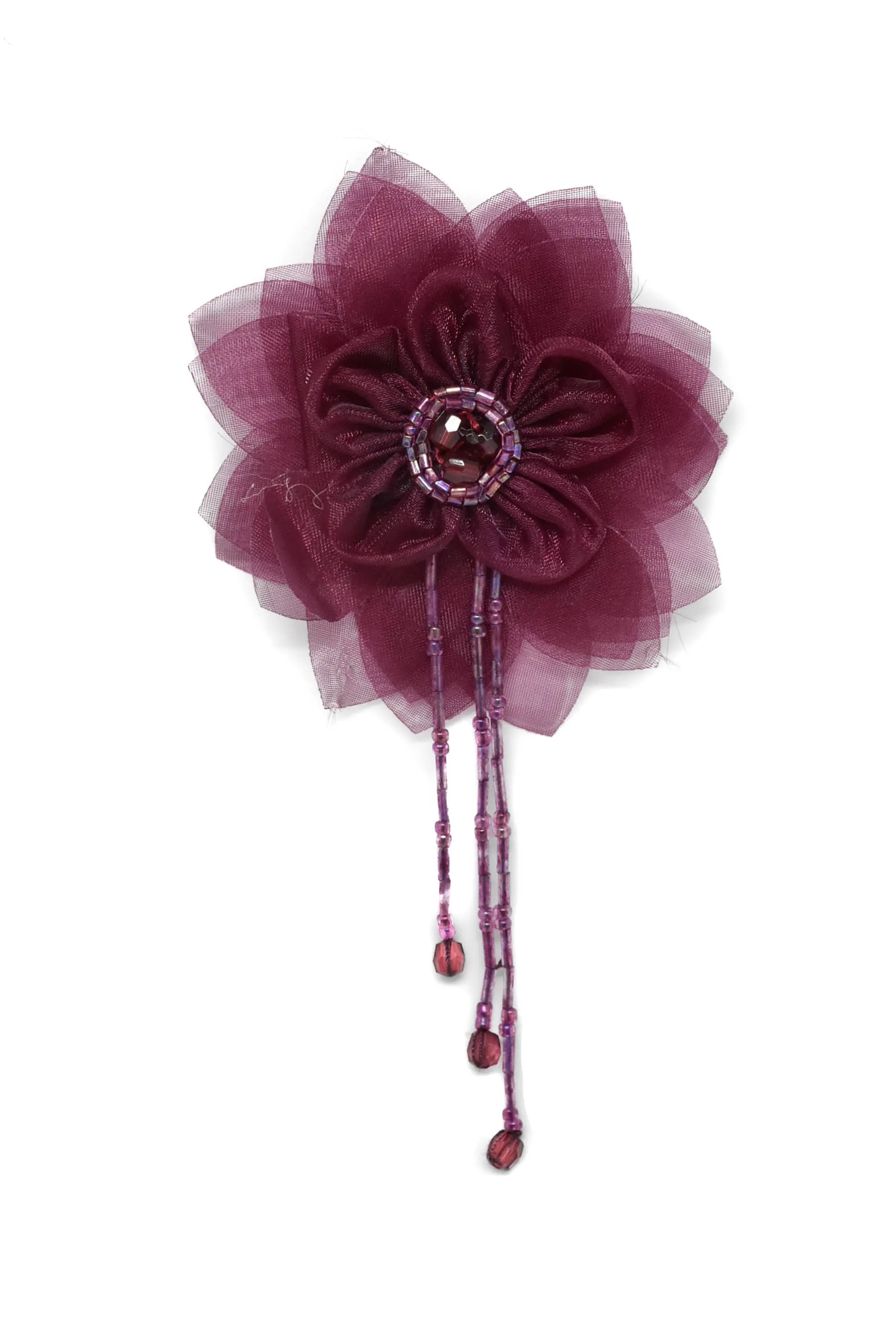 Assorted Organza Flower Piece with Beaded Fringe