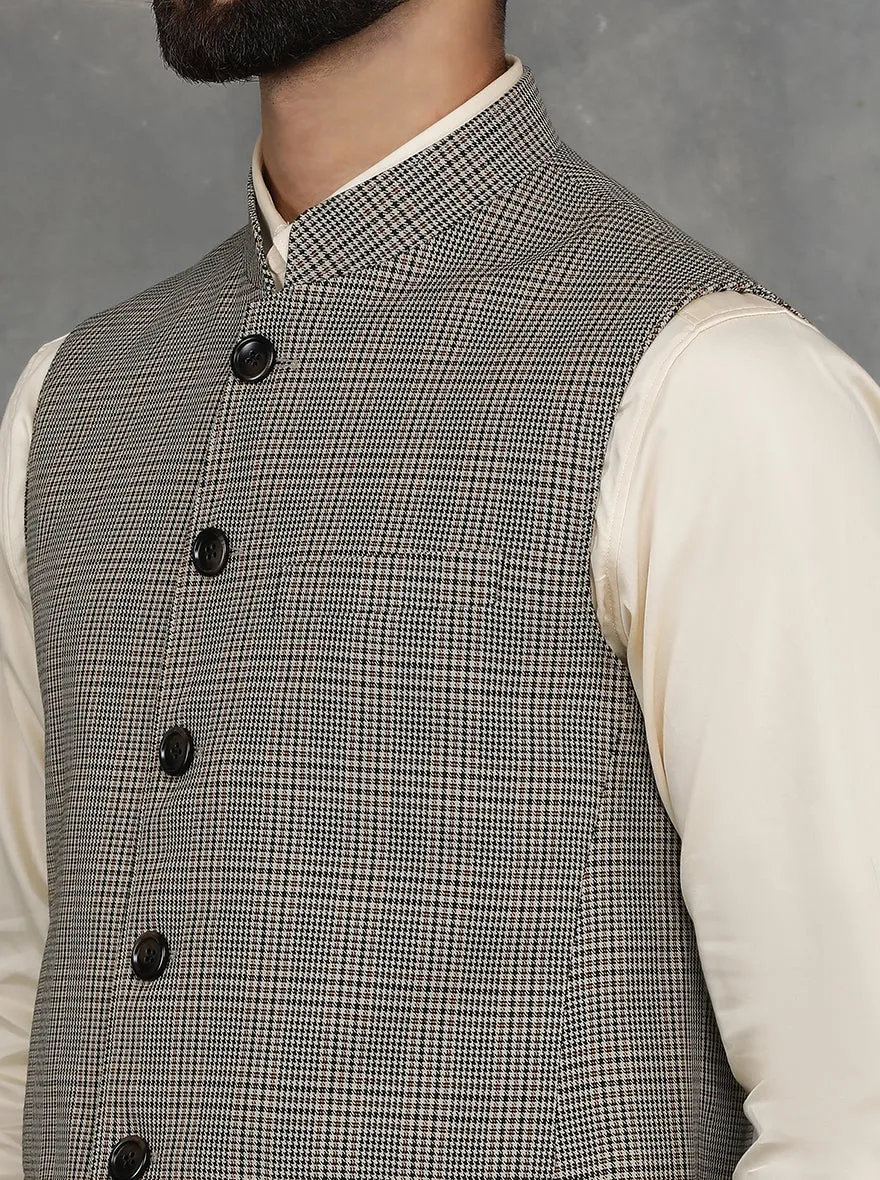 Black & Brown Checked Regular Fit Modi Jacket | JadeBlue