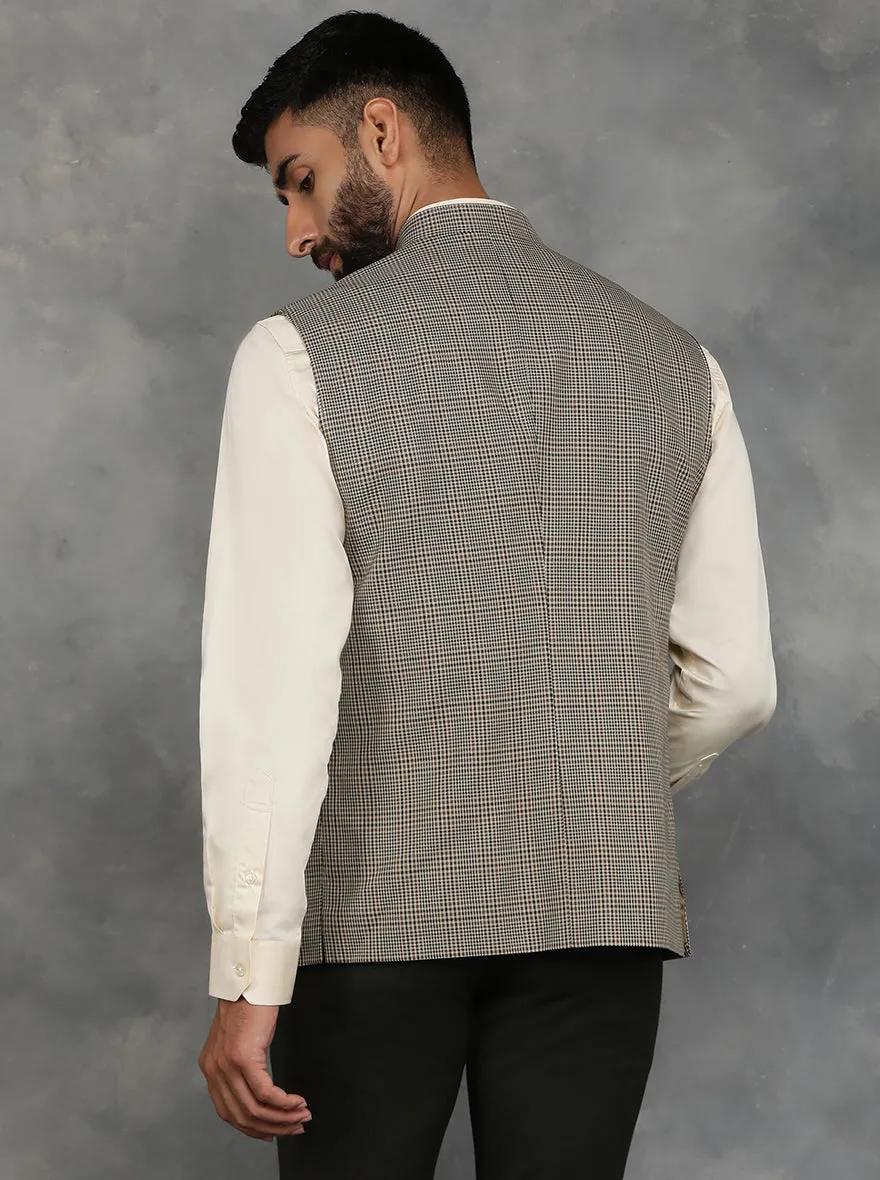 Black & Brown Checked Regular Fit Modi Jacket | JadeBlue