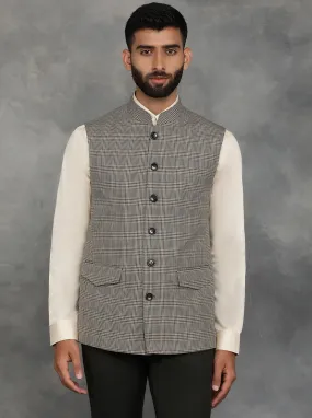 Black & Brown Checked Regular Fit Modi Jacket | JadeBlue