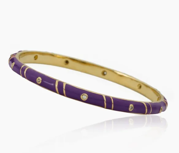 Bracelet - Enamel Bangle With Cubic Zirconia Dots