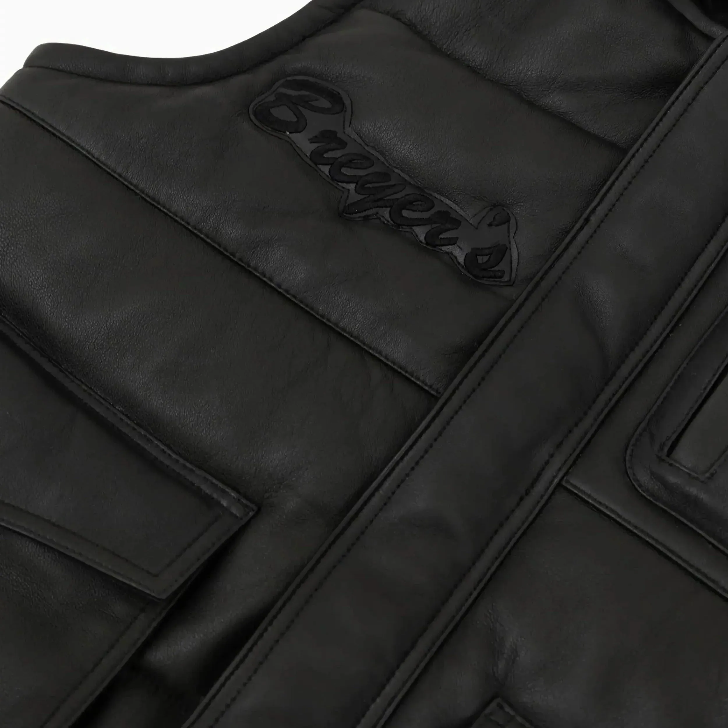 Breyer's Leather Puffer Vest All Black