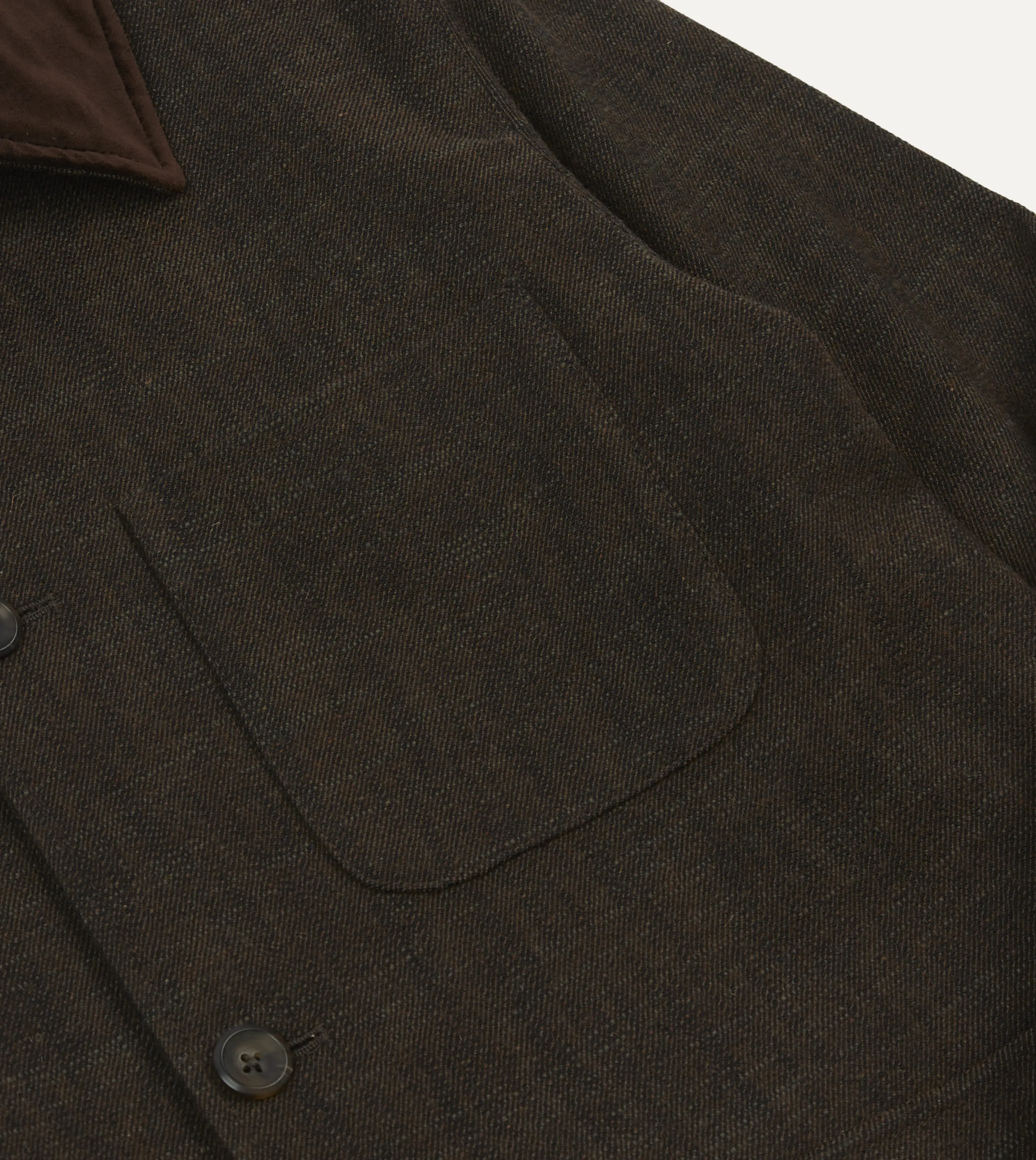 Brown Wool-Cotton Three-Pocket Chore Jacket