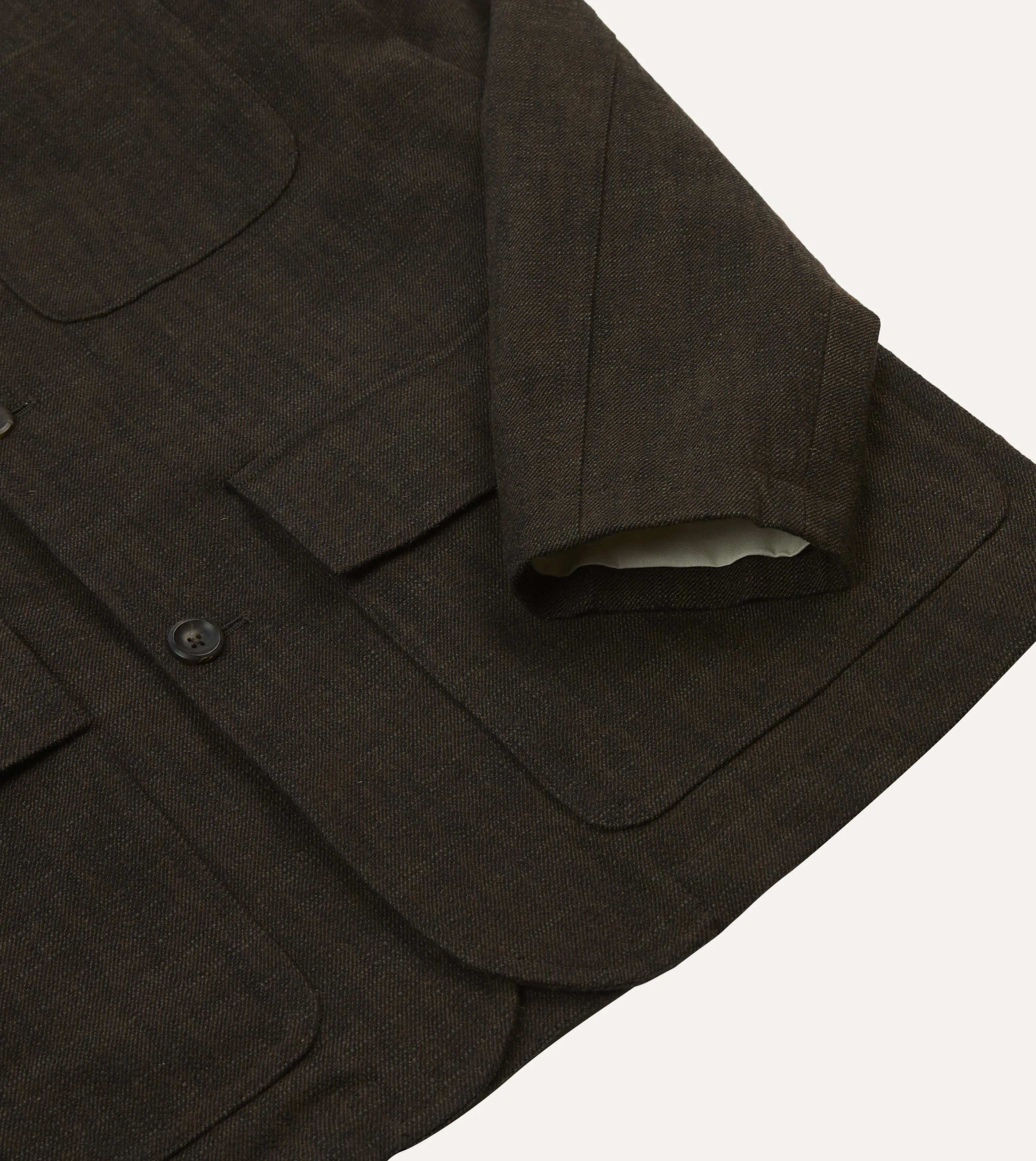 Brown Wool-Cotton Three-Pocket Chore Jacket