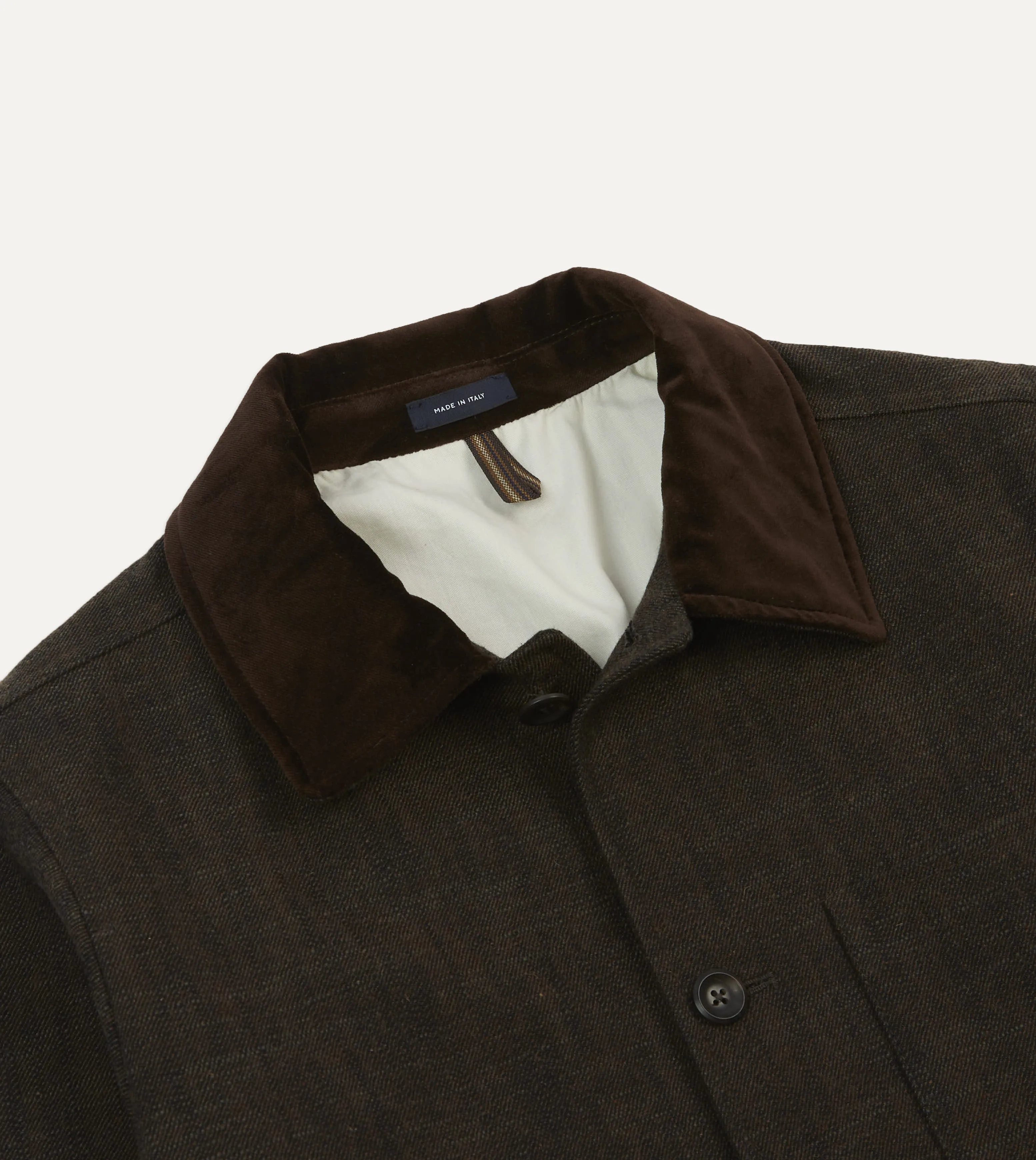 Brown Wool-Cotton Three-Pocket Chore Jacket