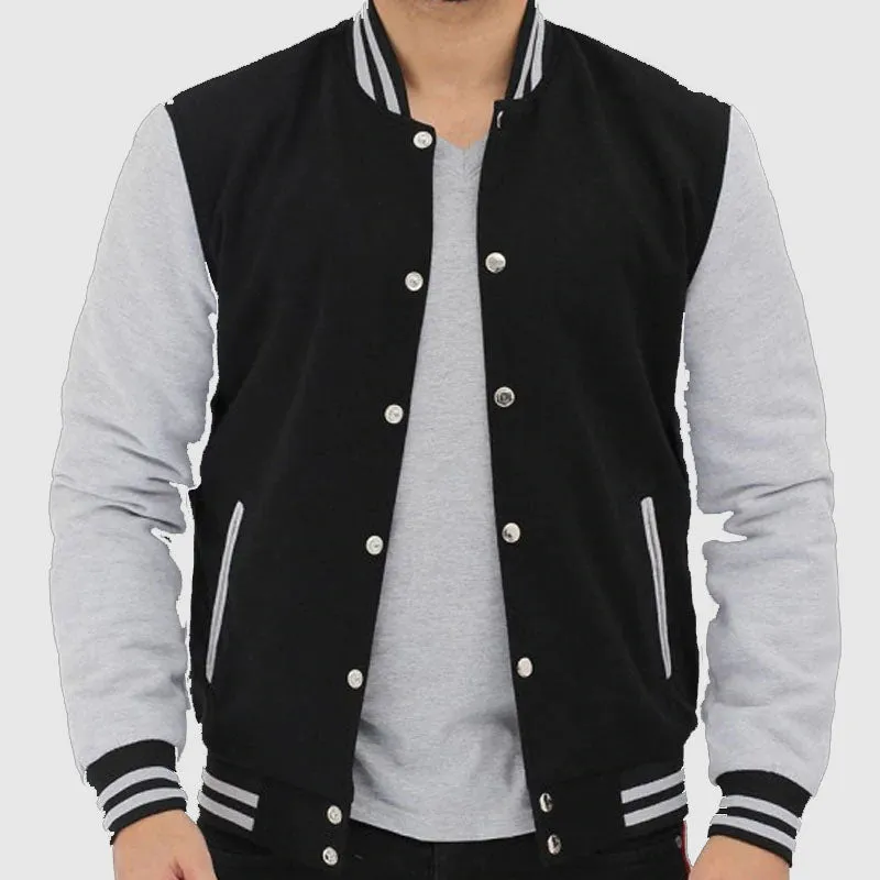 Buy Unique Style Varsity Baseball Black and Grey Letterman Jacket