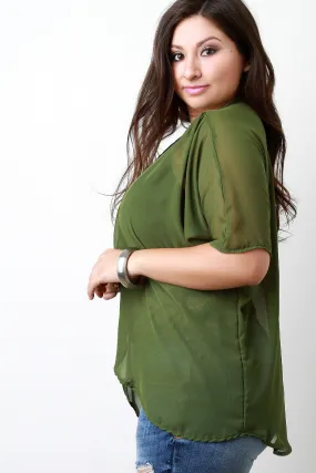 Casual Chiffon Cover Up High Low Cardigan