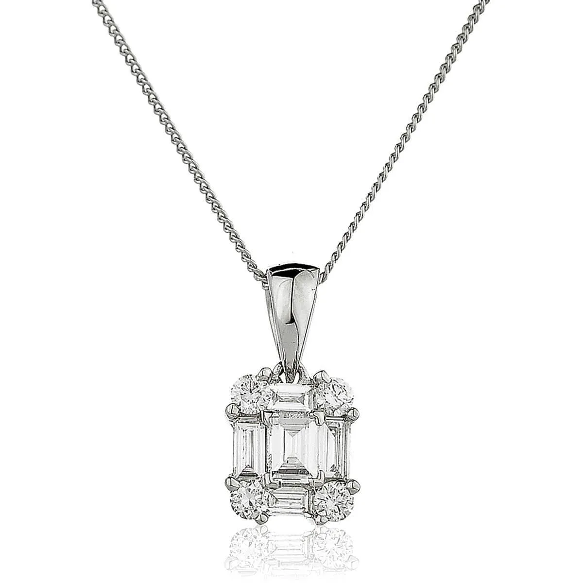 Diamond Cluster Pendant with Baguettes