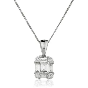 Diamond Cluster Pendant with Baguettes