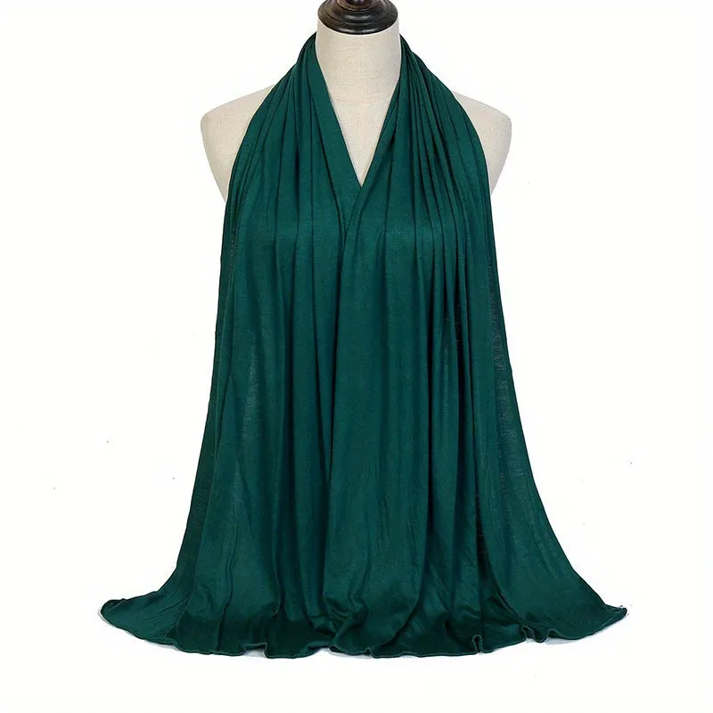 Elegant Warm Hijab Shawl - Versatile Windproof Maxi Scarf, Durable Yarn-Dyed Wrap for Stylish Comfort