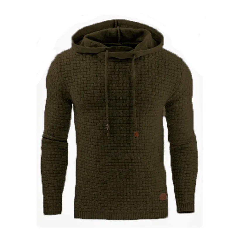 European and American Men's Jacquard Sweater Long-sleeved Hoodie Warm Color Hooded Sweatshirt Jacket