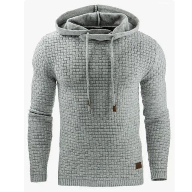 European and American Men's Jacquard Sweater Long-sleeved Hoodie Warm Color Hooded Sweatshirt Jacket