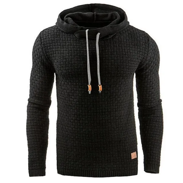 European and American Men's Jacquard Sweater Long-sleeved Hoodie Warm Color Hooded Sweatshirt Jacket