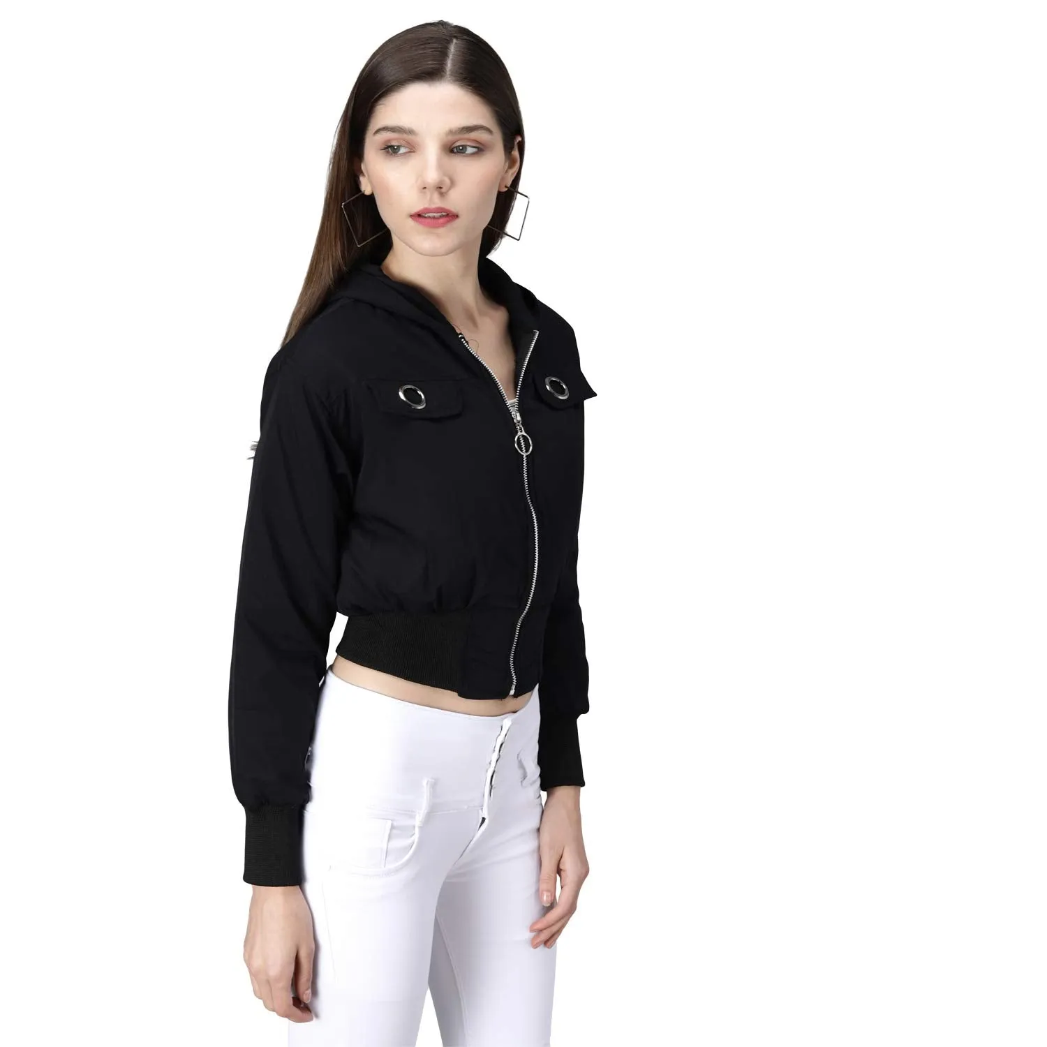 Funday Fashion Woman's Blouson Jacket Black M