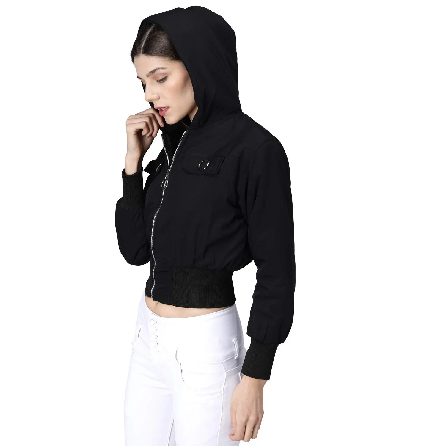 Funday Fashion Woman's Blouson Jacket Black M