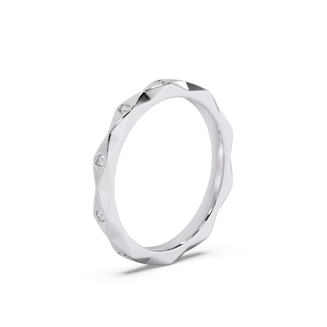 Geometric Diamond Station Wedding Band