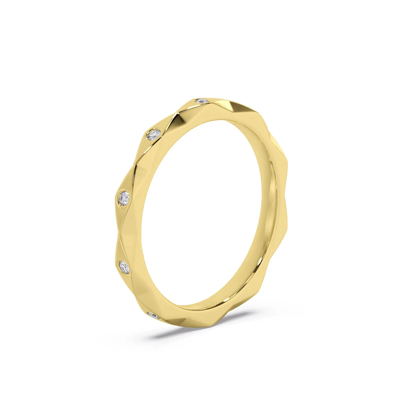 Geometric Diamond Station Wedding Band