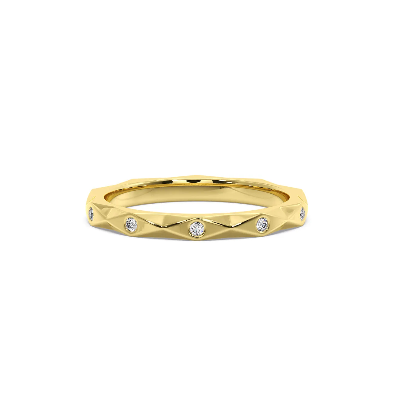 Geometric Diamond Station Wedding Band