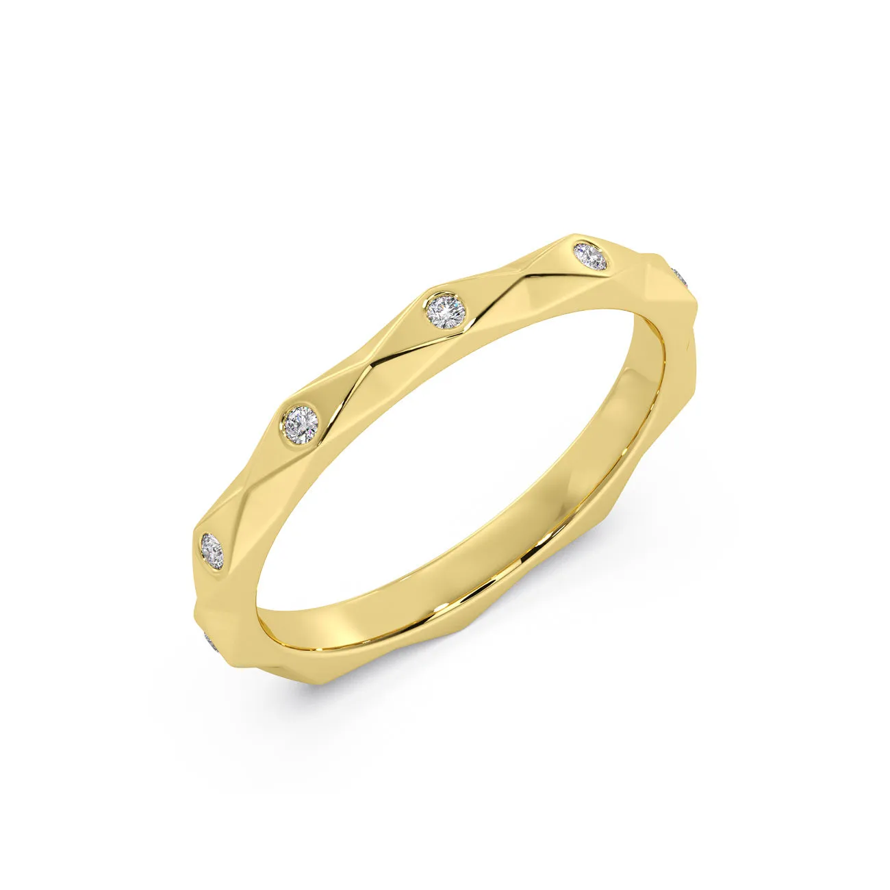 Geometric Diamond Station Wedding Band