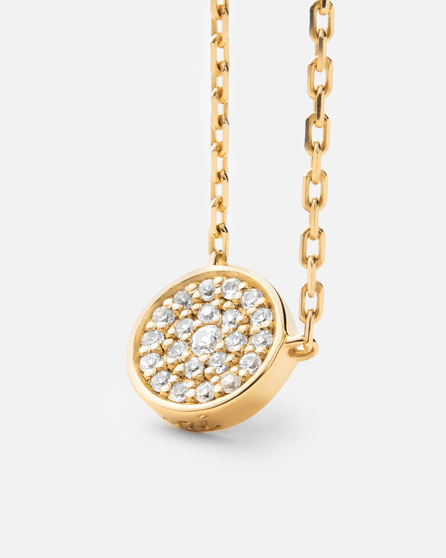 Horizon Necklace, 14k Gold Pavé