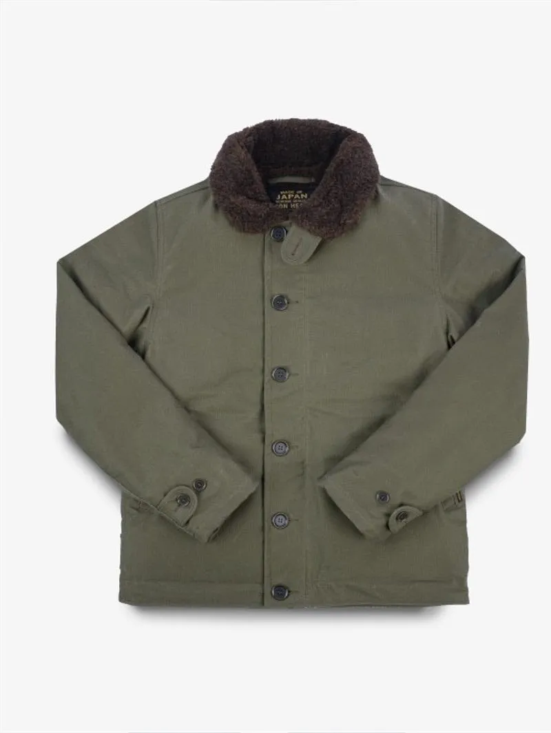 Iron Heart Oiled Army Green Whipcord N1 Deck Jacket