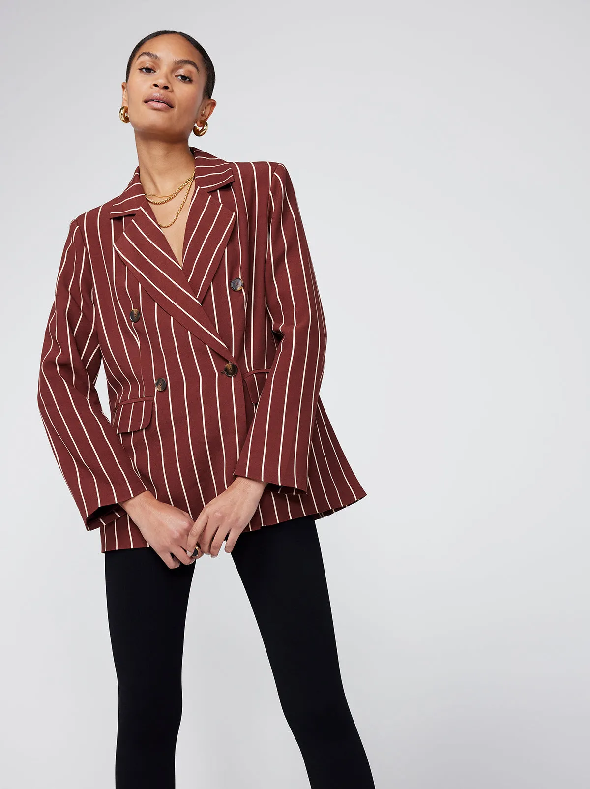 Josephine Mocha Stripe Double Breasted Blazer