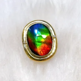 KORITE 14K Gold Ammolite Ring with Diamond