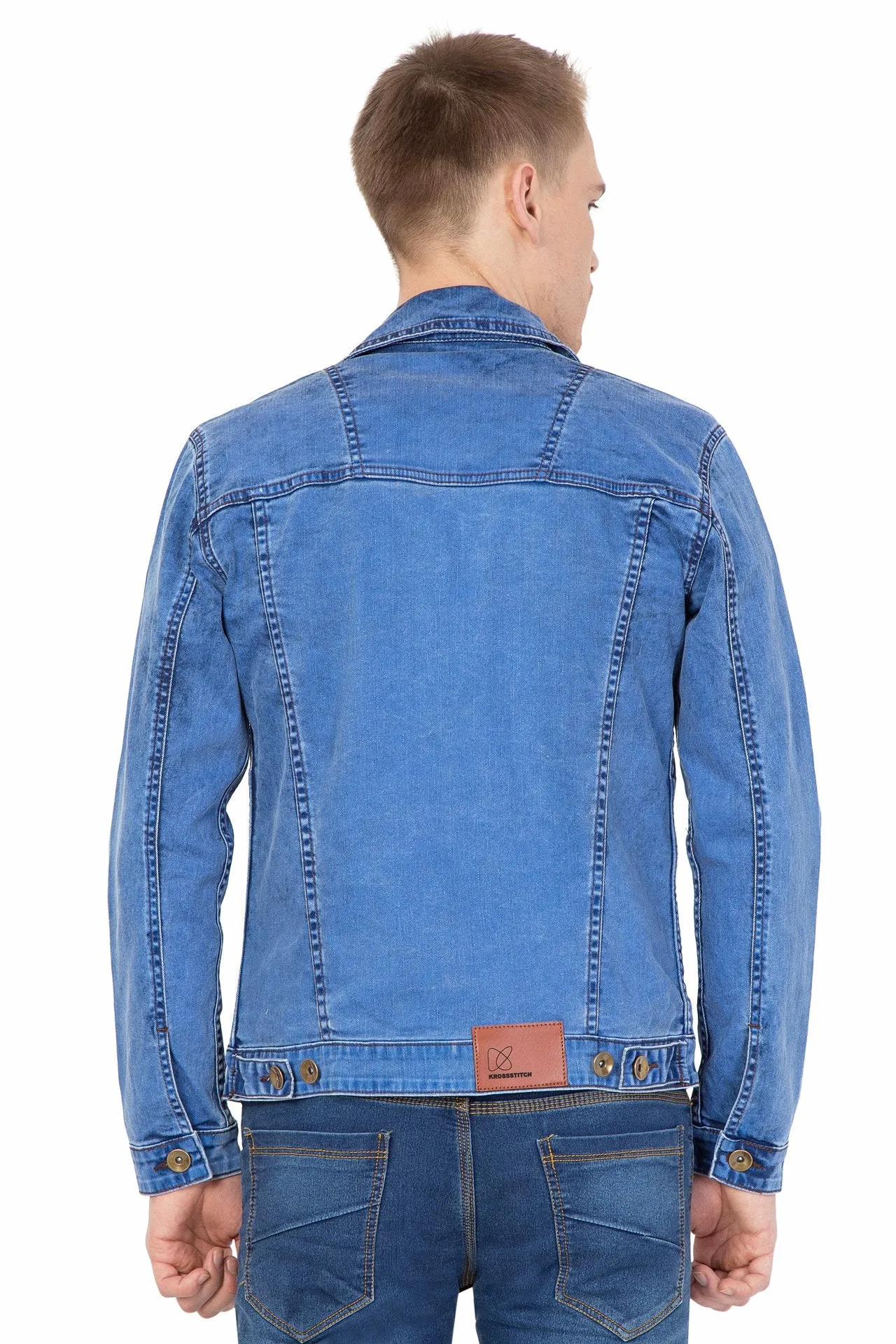 Krossstitch Full Sleeve Men's Denim Blue Jacket with Button Clouser