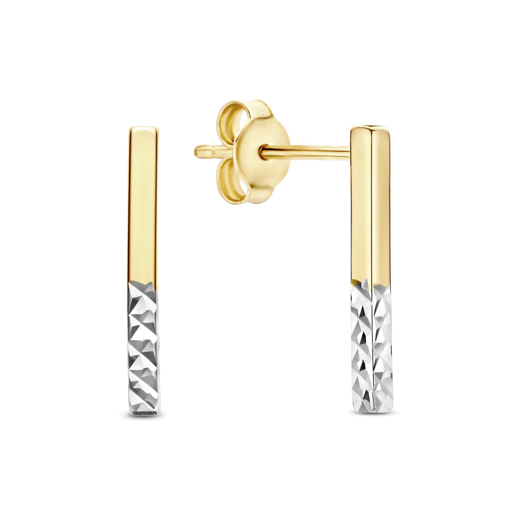 Le Marais Alice 14 karat gold ear studs with diamond cut